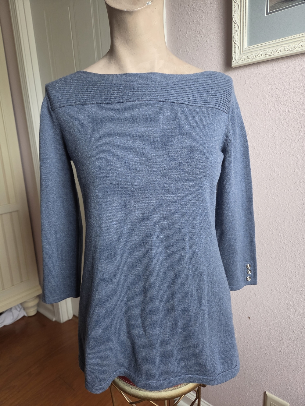 Talbots Slate Blue Off-the-Shoulder Sweater